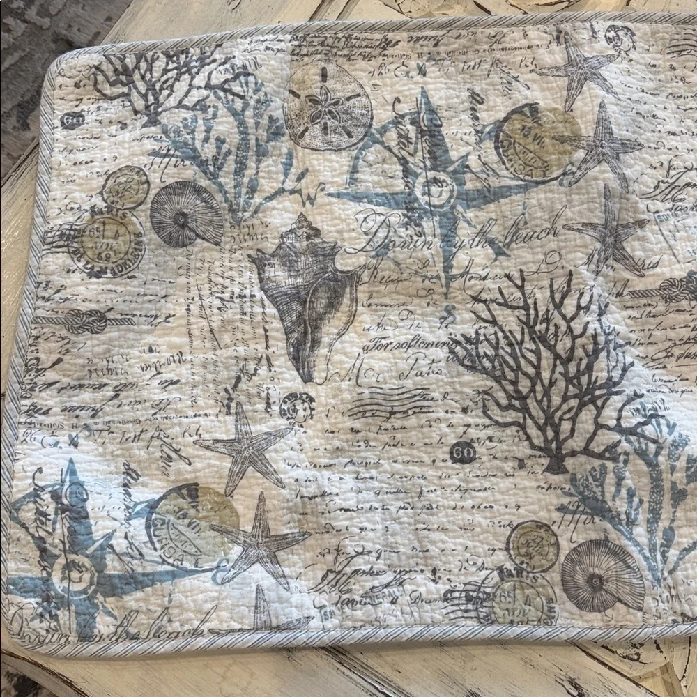 2 Tommy Bahama King pillow shams 33’X19’ Nautical Coral shells Beach Coastal